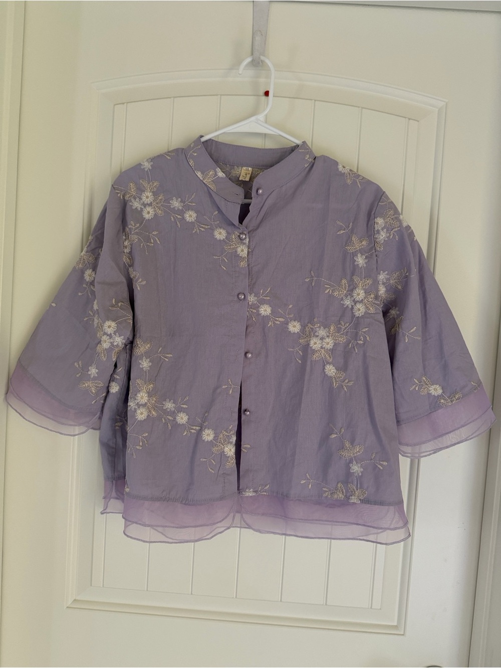 Weston Wear Lilac Floral Embroidered Button-Up Blouse
